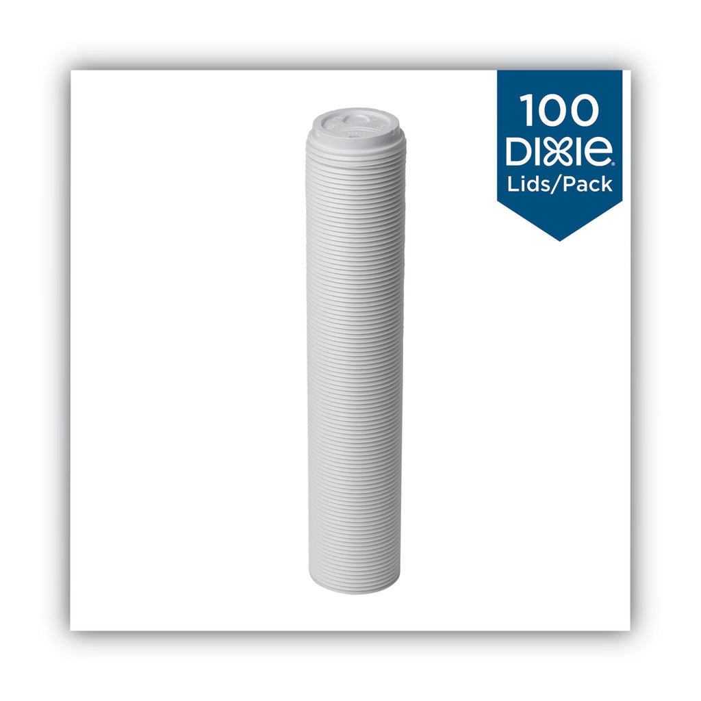 Dome Drink-Thru Lids, Fits 10 oz to 20 oz Dixie Paper Hot Cups, White, 100/Pack