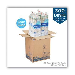 PerfecTouch Paper Hot Cups and Lids Combo, 12 oz, Multicolor, 50 Cups/Lids/Pack, 6/Packs/Carton
