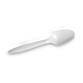 Plastic Cutlery, Mediumweight Teaspoons, White, 1,000/Carton