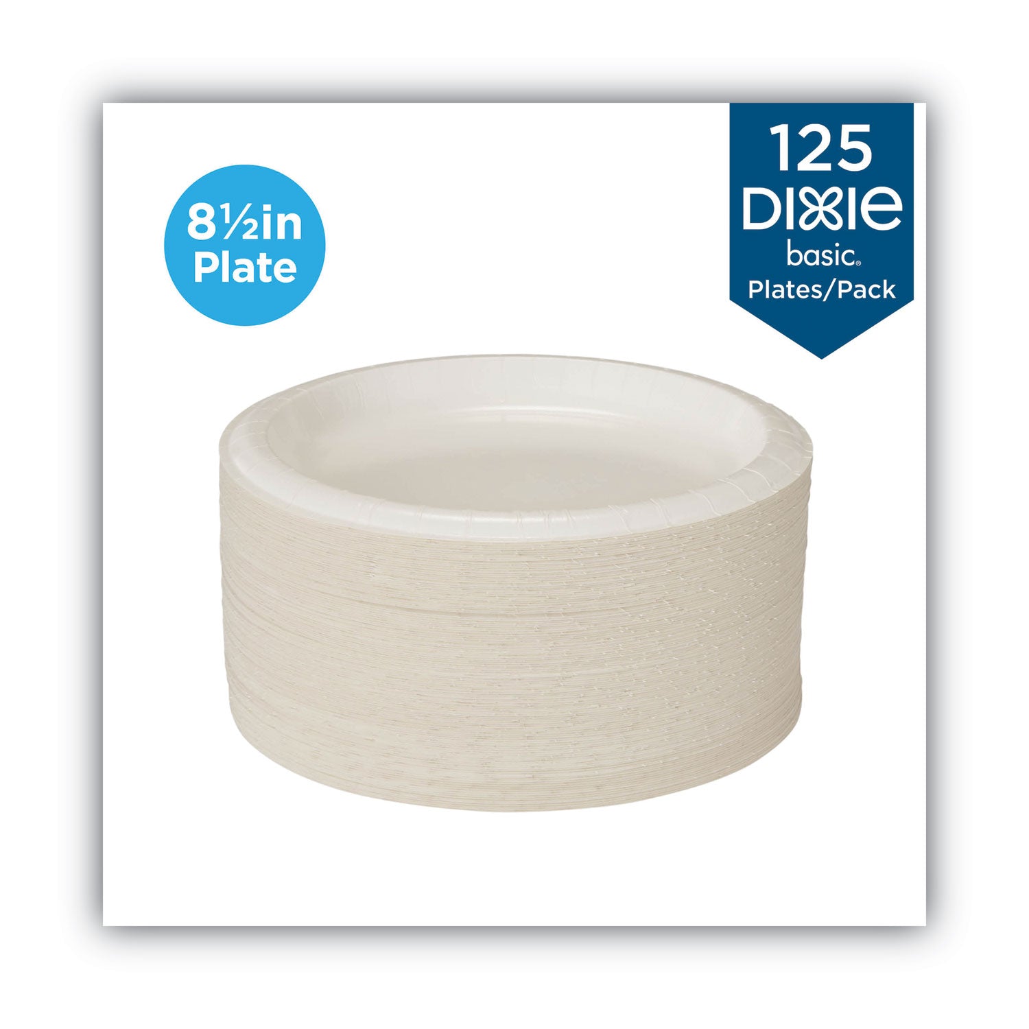 Paper Dinnerware, Plates, White, 8.5" dia, 125/Pack - 