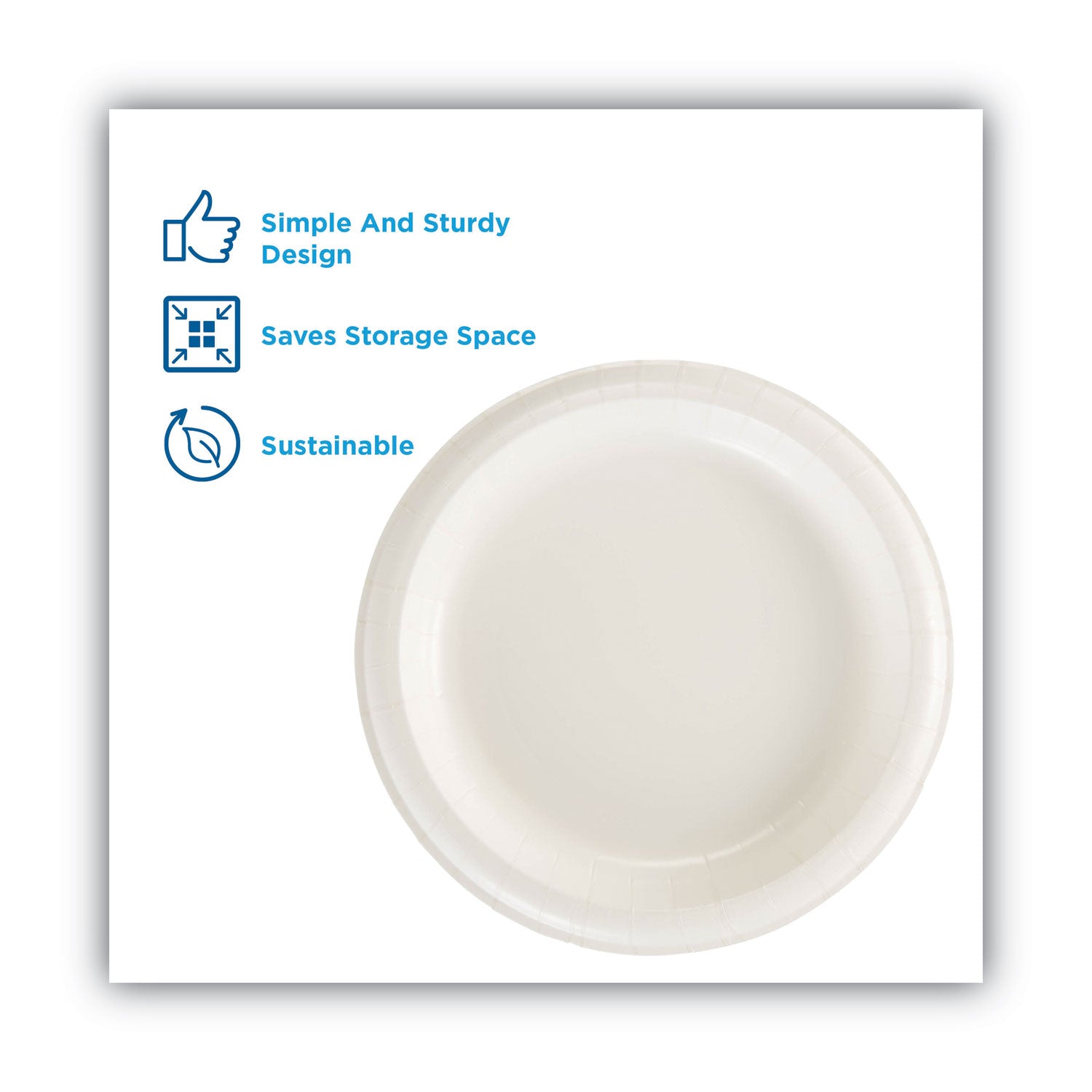 Paper Dinnerware, Plates, White, 8.5" dia, 125/Pack - 