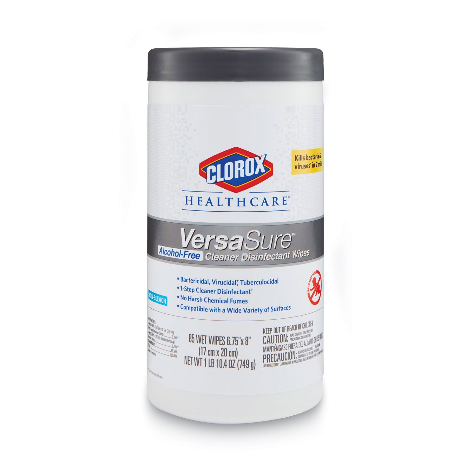 versasure-cleaner-disinfectant-wipes-1-ply-675-x-8-fragranced-white-85-canister-6-canisters-carton_clo31757 - 2