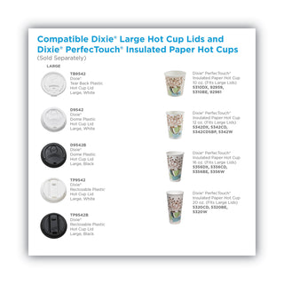 Dome Drink-Thru Lids, Fits 10 oz to 20 oz Dixie Paper Hot Cups, White, 100/Pack