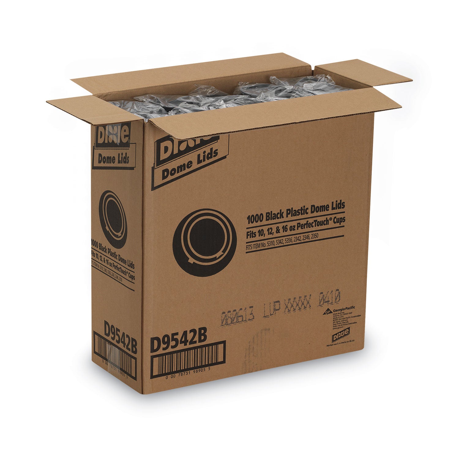 Drink-Thru Lids, Fits 10 oz to 20 oz Cups, Plastic, Black, 1,000/Carton