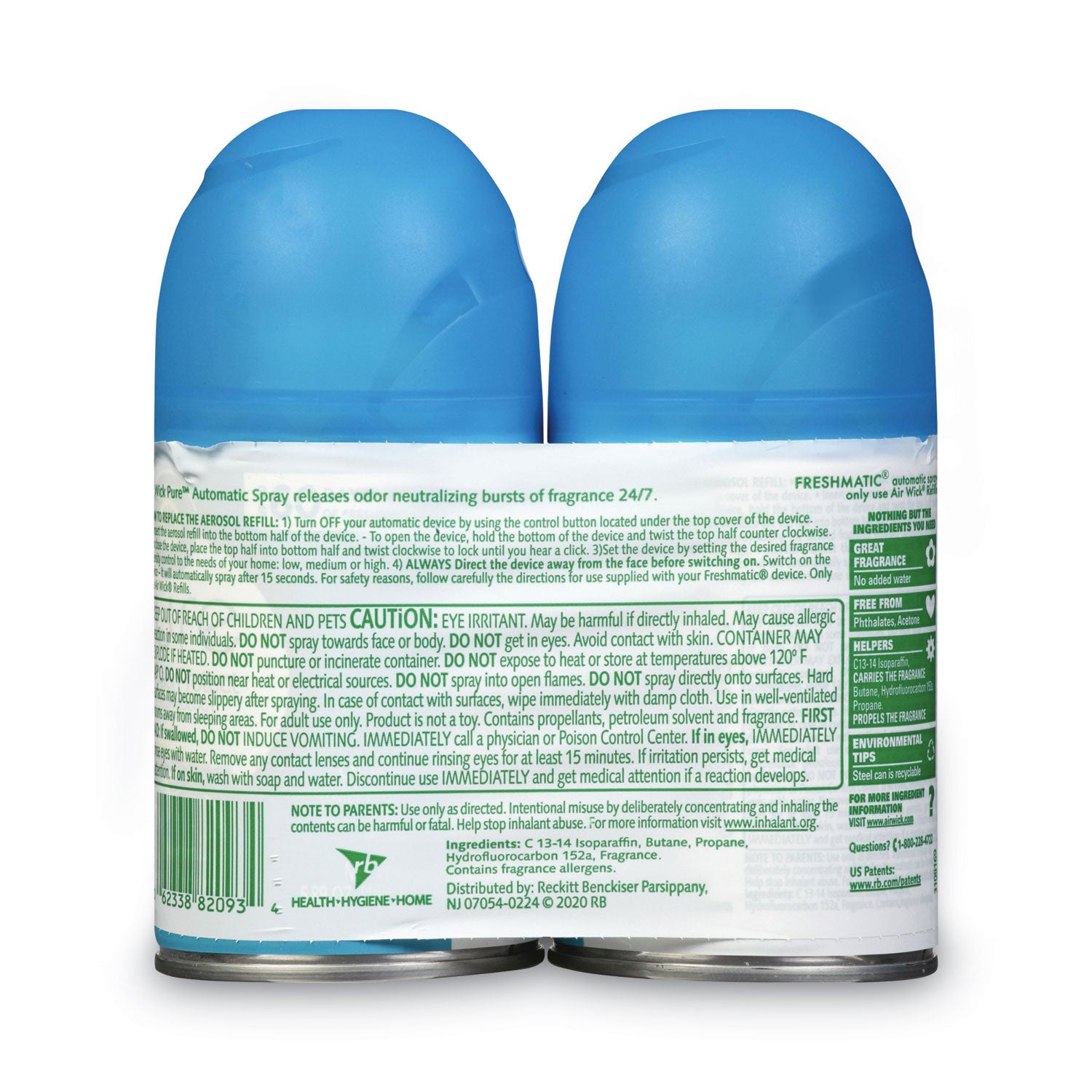 Freshmatic Ultra Automatic Spray Refill, Fresh Waters, 5.89 oz Aerosol Spray, 2/Pack