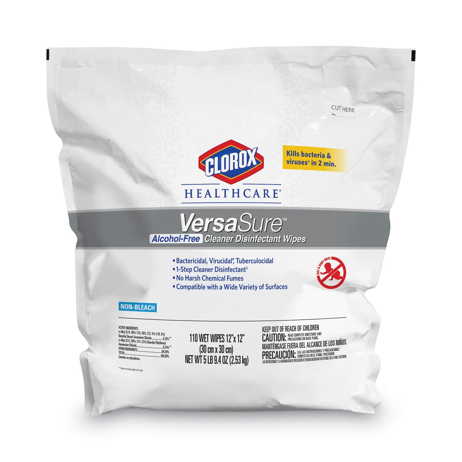versasure-cleaner-disinfectant-wipes-1-ply-12-x-12-fragranced-white-110-pouch-2-pouches-carton_clo31761 - 2