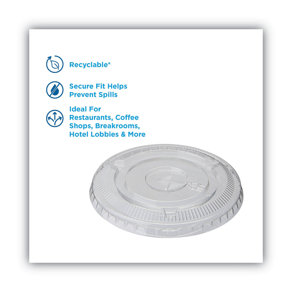 Cold Drink Cup Lids, Fits 9 oz to 12 oz Plastic Cold Cups, Clear, 100/Sleeve, 10 Sleeves/Carton