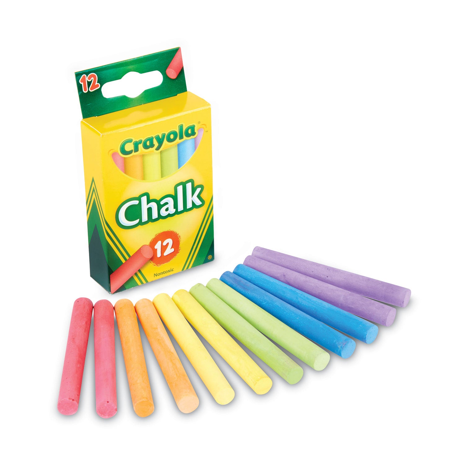 Chalk, 3" x 0.38" Diameter, 6 Assorted Colors, 12 Sticks/Box - 