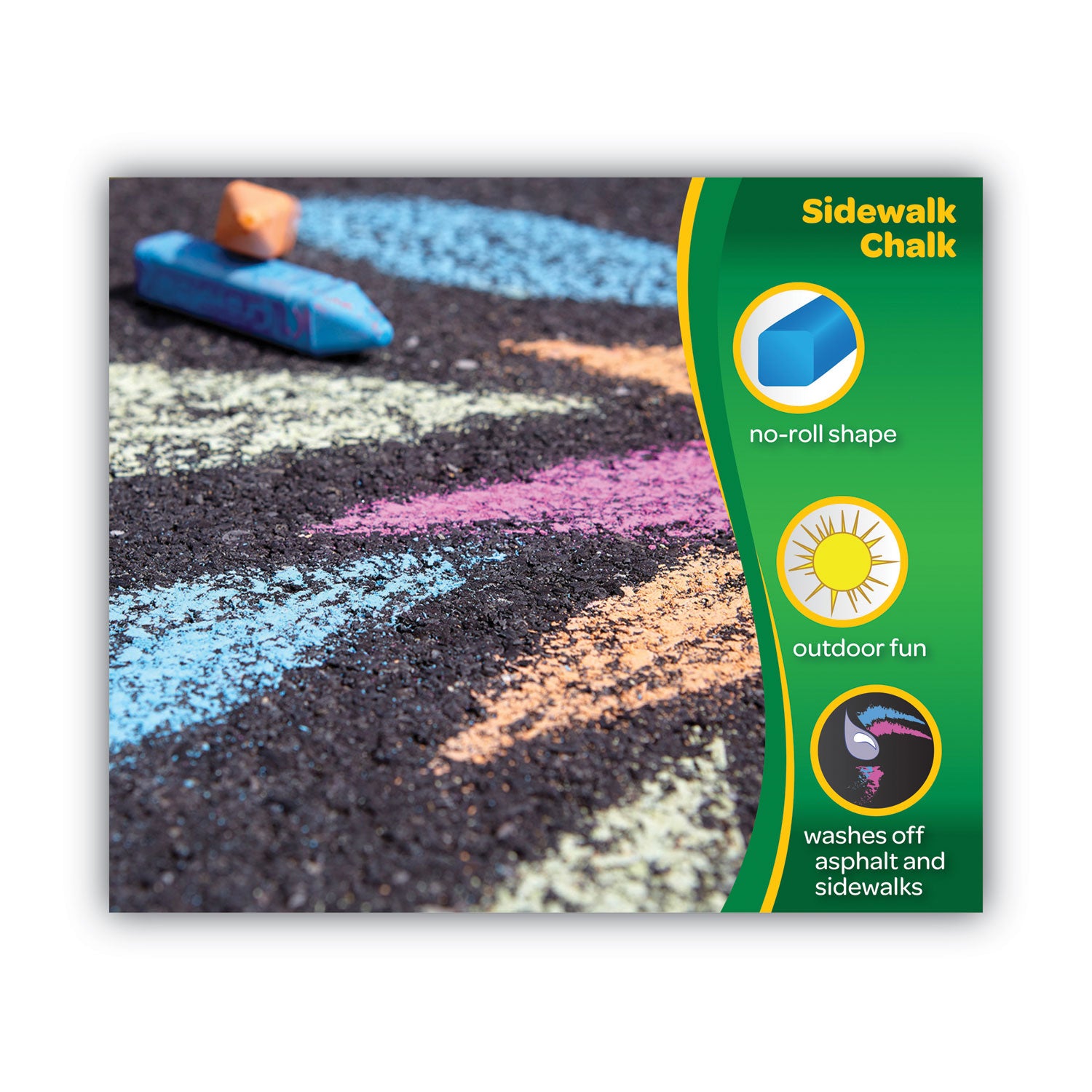 Crayola Washable Sidewalk Chalk - 4" Length - 0.9" Diameter - Assorted - 48 / Box - Roll Stop, Washable