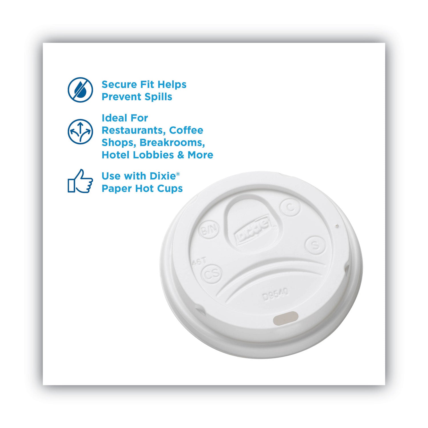 Sip-Through Dome Hot Drink Lids, Fits 10 oz Cups, White, 100/Pack, 10 Packs/Carton - 
