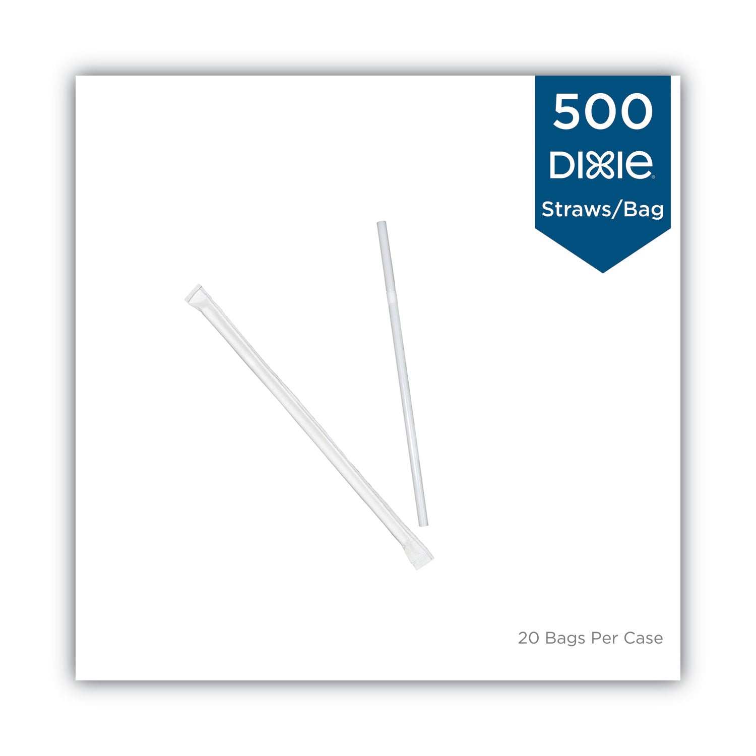 Wrapped Flex Straws, 7.75", Polypropylene, White, 10,000/Carton - 