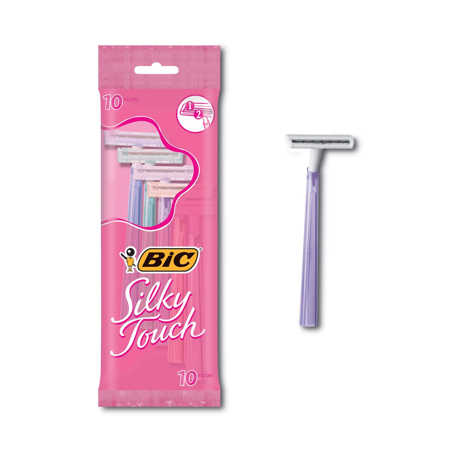 silky-touch-womens-disposable-razor-2-blades-assorted-colors-10-pack_bicstwp101 - 1