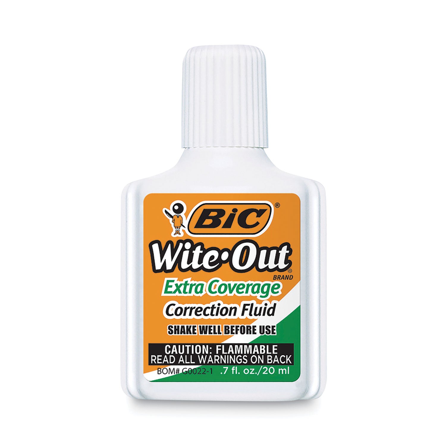Wite-Out Extra Coverage Correction Fluid, 20 mL Bottle, White, Dozen