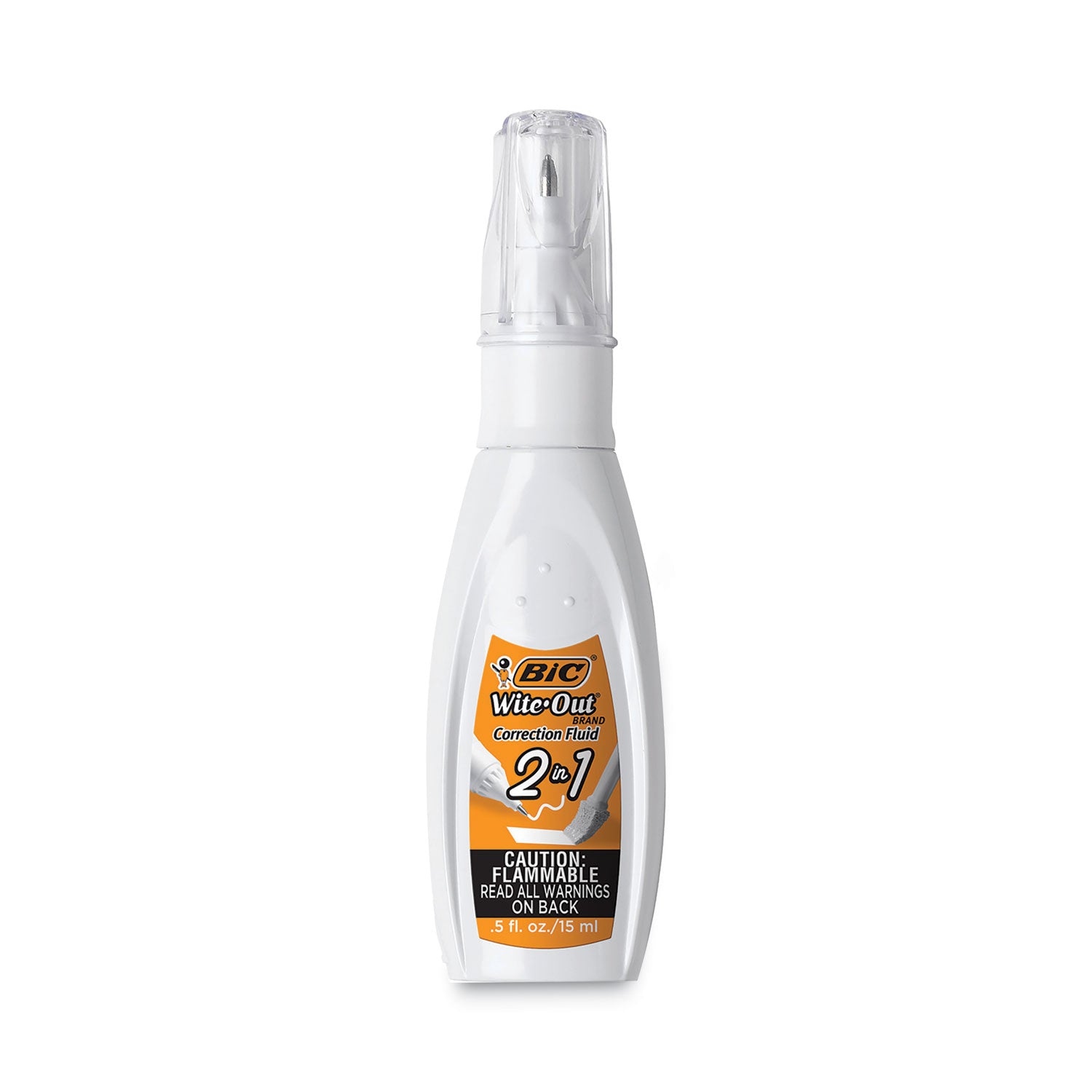 Wite-Out 2-in-1 Correction Fluid, 15 mL Bottle, White