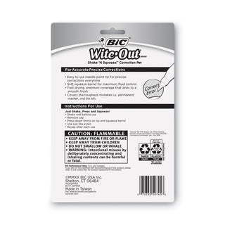 Wite-Out Shake 'n Squeeze Correction Pen, 8 mL, White, 4/Pack