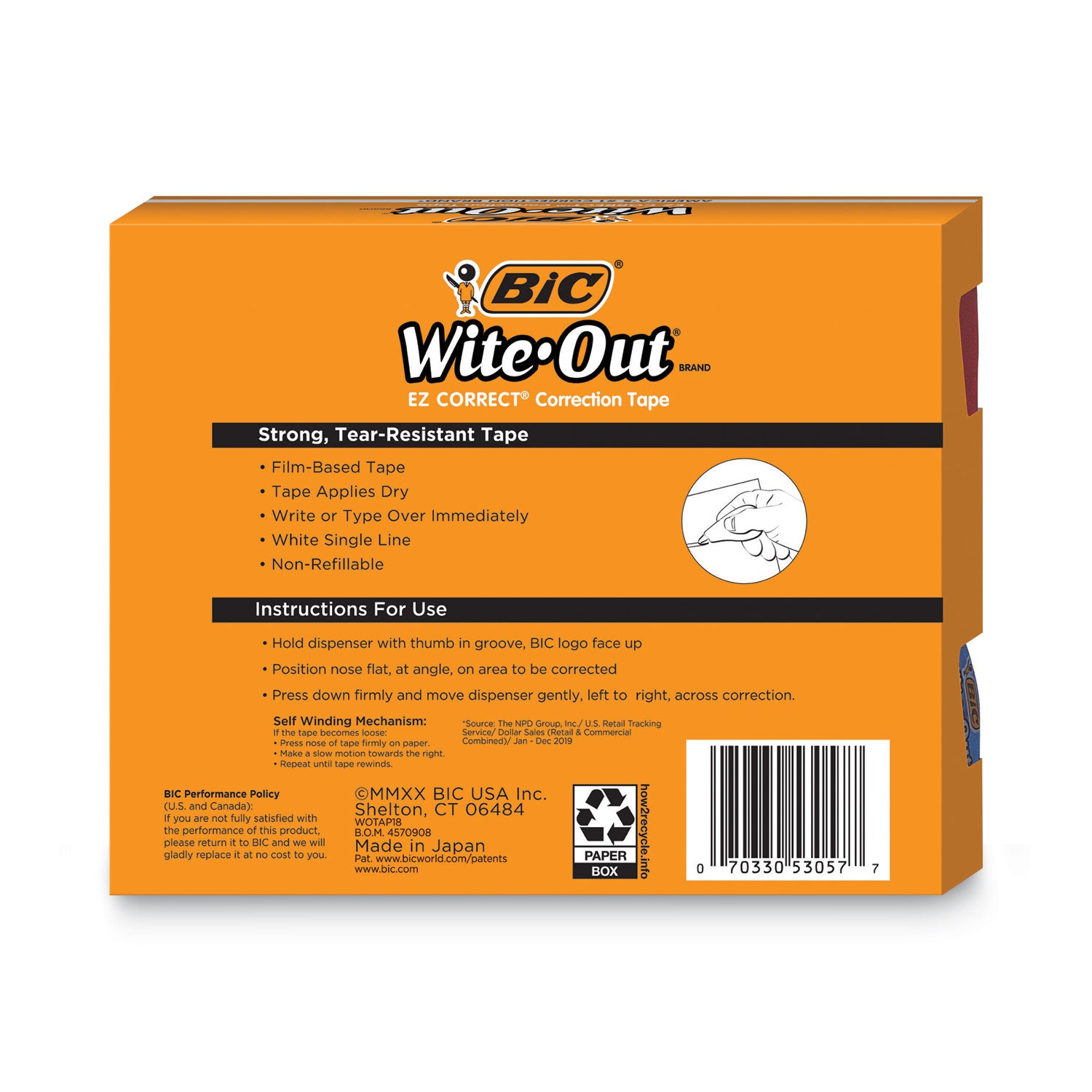 Wite-Out EZ Correct Correction Tape Value Pack, Non-Refillable, Randomly Assorted Applicator Colors, 0.17" x 472", 18/Pack