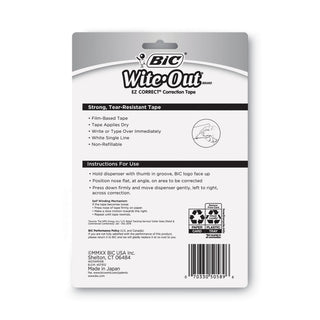 Wite-Out EZ Correct Correction Tape, Non-Refillable, Randomly Assorted Applicator Colors, 0.17" x 400", 4/Pack