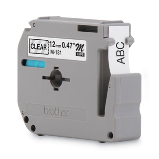 M Series Tape Cartridge for P-Touch Labelers, 0.47" x 26.2 ft, Black on Clear