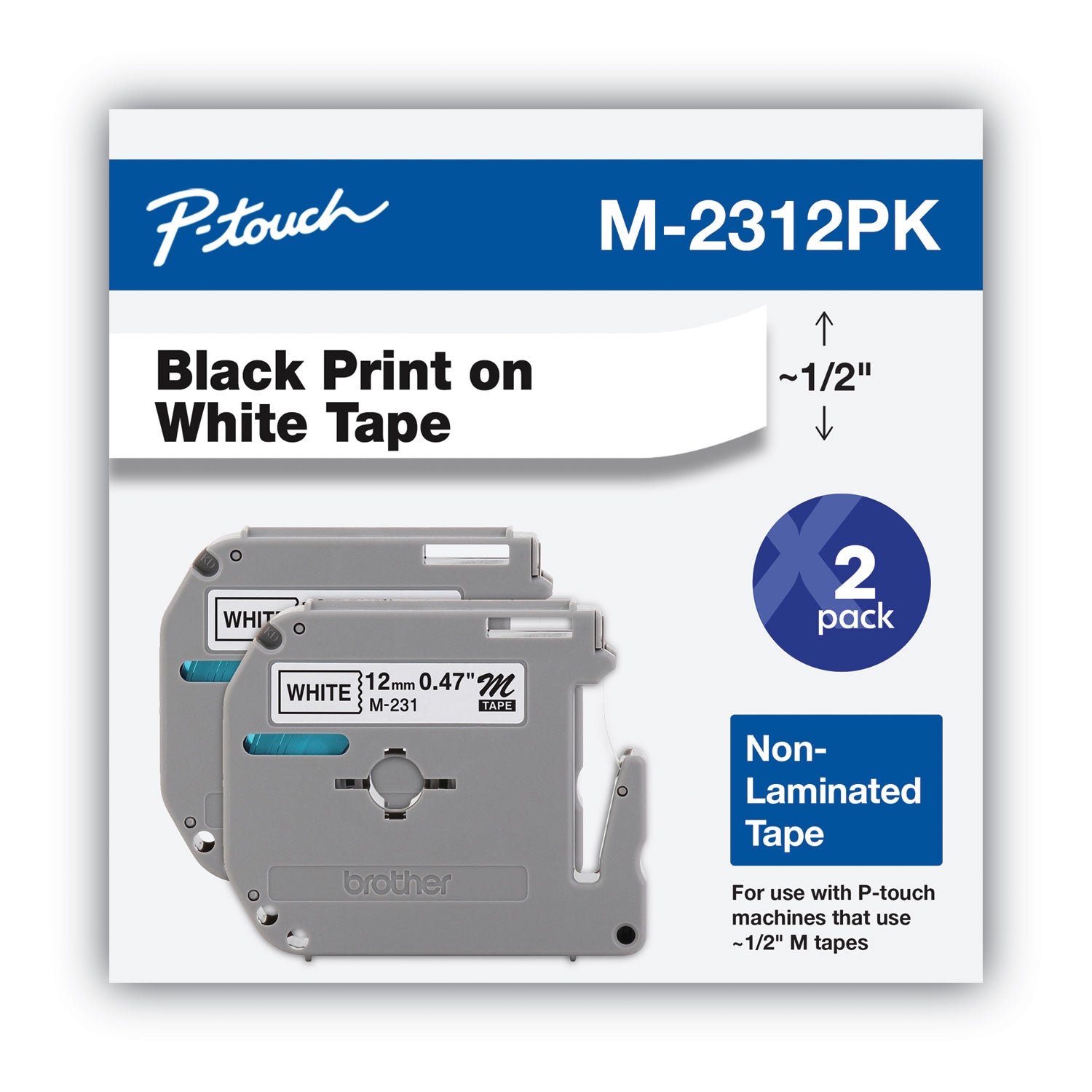 m-series-tape-cartridges-for-p-touch-labelers-047-x-262-ft-black-on-white-2-pack_brtm2312pk - 2