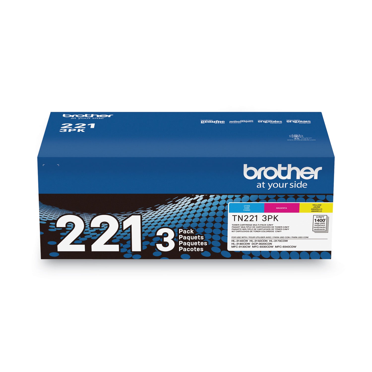 TN2213PK Toner, 1,400 Page-Yield, Cyan/Magenta/Yellow