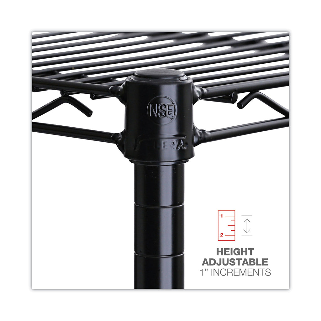 NSF Certified 6-Shelf Wire Shelving Kit, 48w x 18d x 72h, Black