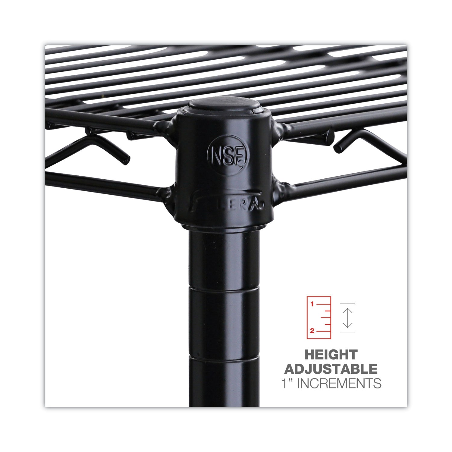 NSF Certified 6-Shelf Wire Shelving Kit, 48w x 18d x 72h, Black