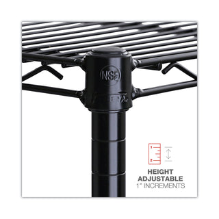NSF Certified 6-Shelf Wire Shelving Kit, 48w x 18d x 72h, Black