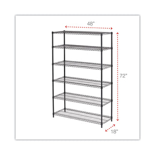 NSF Certified 6-Shelf Wire Shelving Kit, 48w x 18d x 72h, Black Anthracite