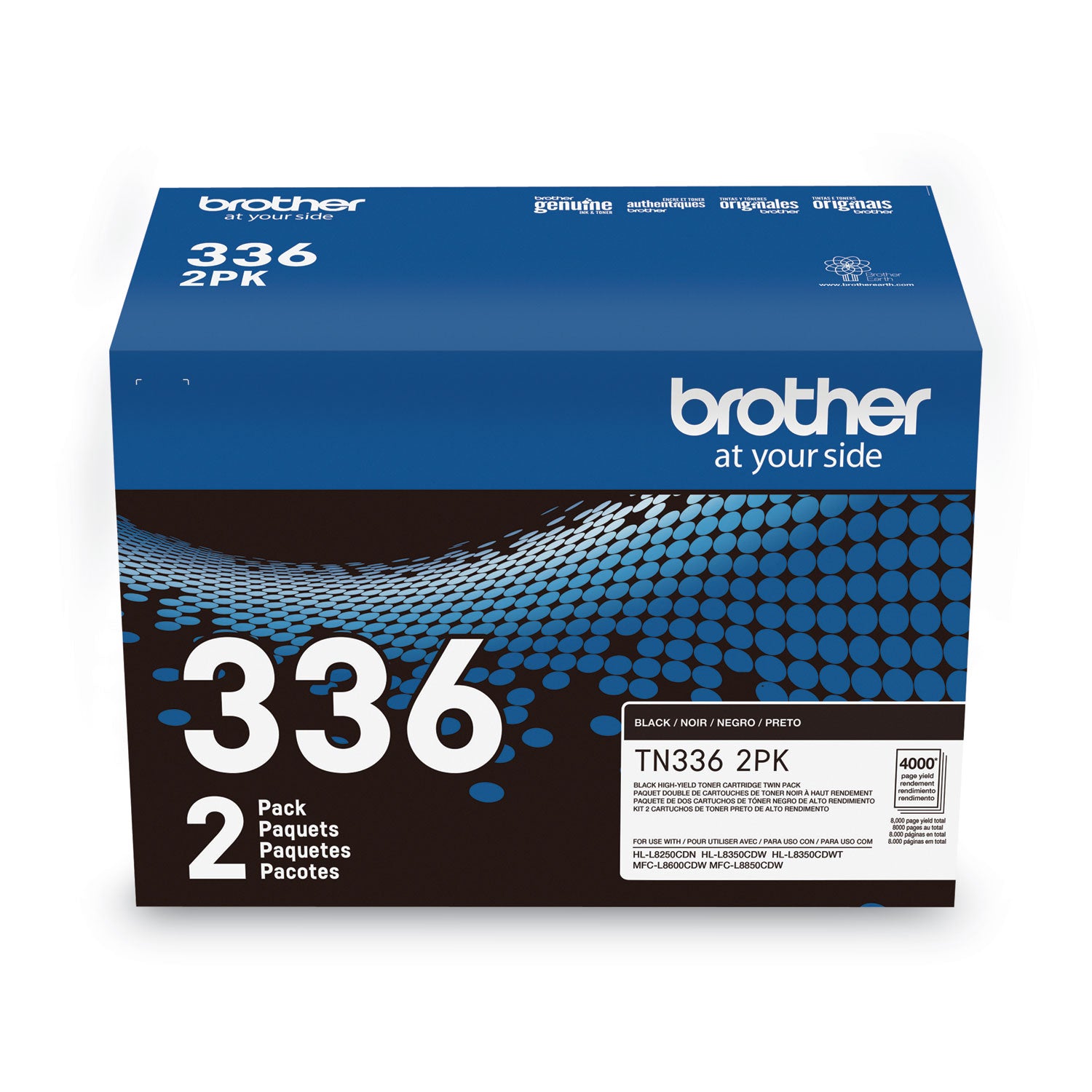 TN3362PK High-Yield Toner, 4,000 Page-Yield, Black, 2/Pack