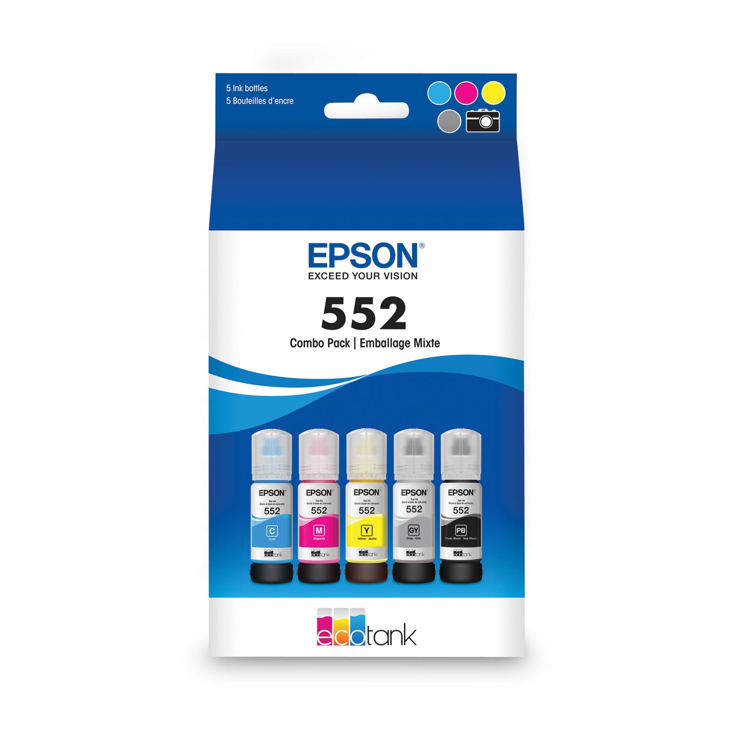 t552920s-t552-claria-high-yield-ink-70-ml-black-cyan-gray-magenta-yellow-5-pack_epst552920s - 1