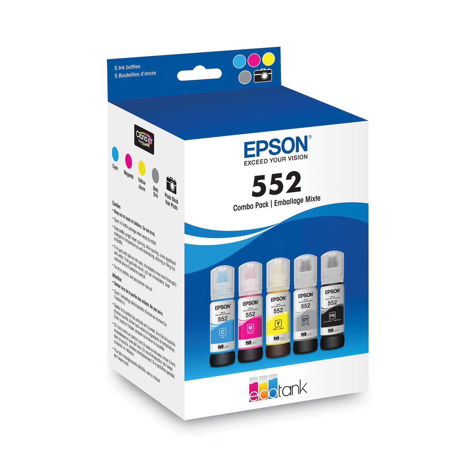 t552920s-t552-claria-high-yield-ink-70-ml-black-cyan-gray-magenta-yellow-5-pack_epst552920s - 2