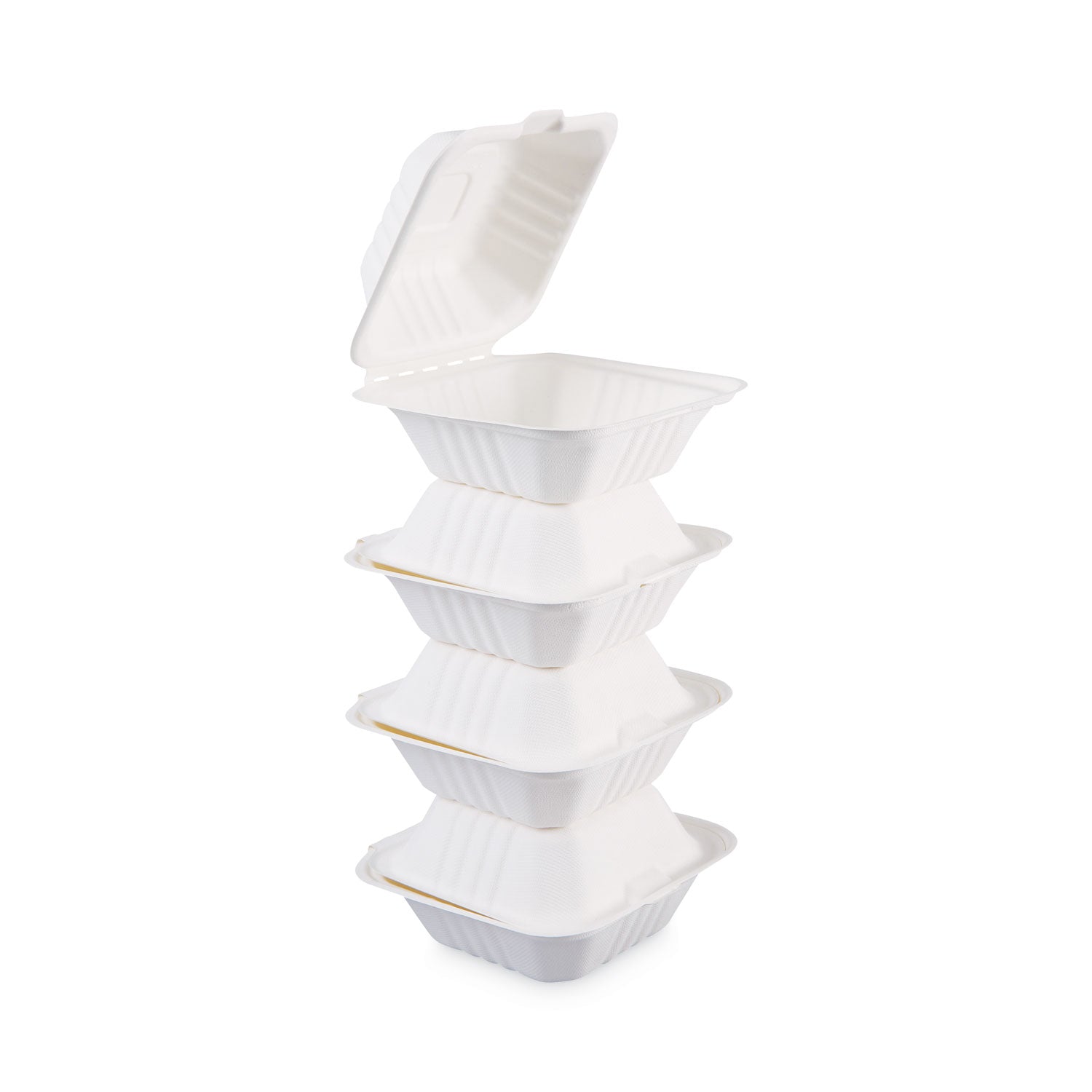 bagasse-food-containers-hinged-lid-1-compartment-6-x-6-x-319-white-sugarcane-125-sleeve-4-sleeves-carton_bwkhingewf1cm6 - 6