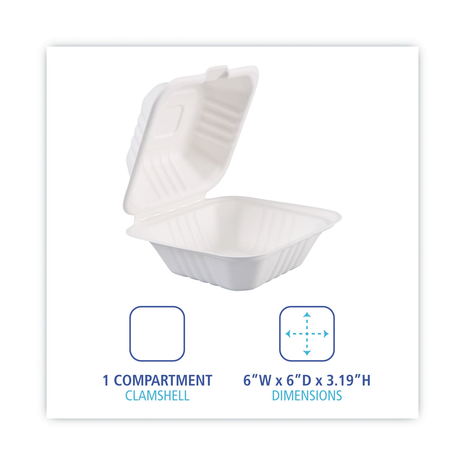 bagasse-food-containers-hinged-lid-1-compartment-6-x-6-x-319-white-sugarcane-125-sleeve-4-sleeves-carton_bwkhingewf1cm6 - 4