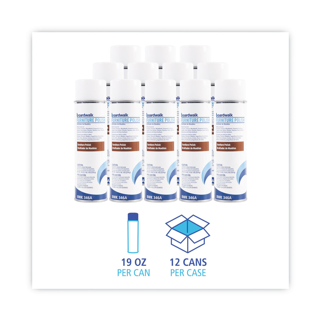 Furniture Polish, Lemon, 19 oz Aerosol Spray, 12/Carton