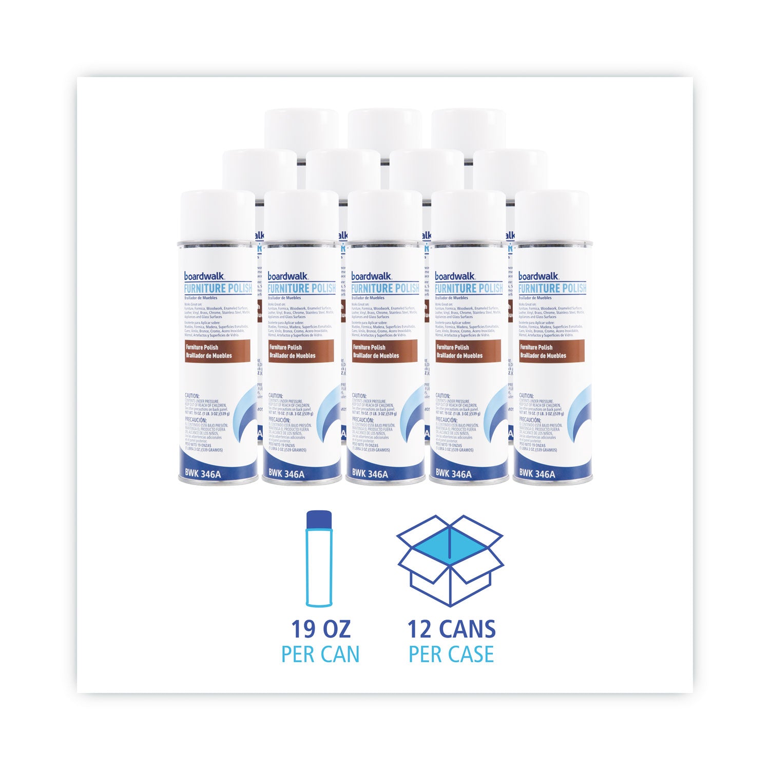 Furniture Polish, Lemon, 19 oz Aerosol Spray, 12/Carton