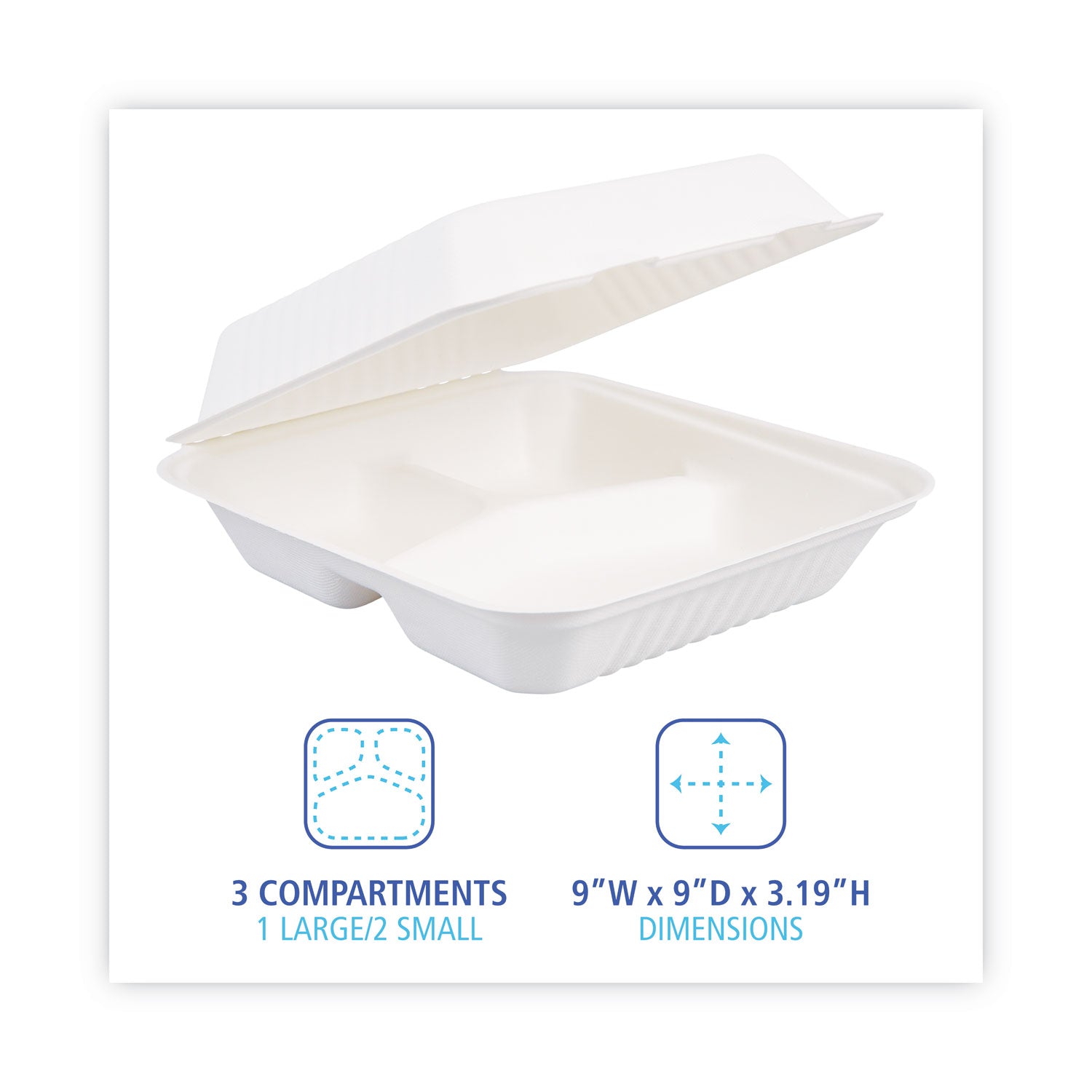 bagasse-food-containers-hinged-lid-3-compartment-9-x-9-x-319-white-sugarcane-100-sleeve-2-sleeves-carton_bwkhingewf3cm9 - 4