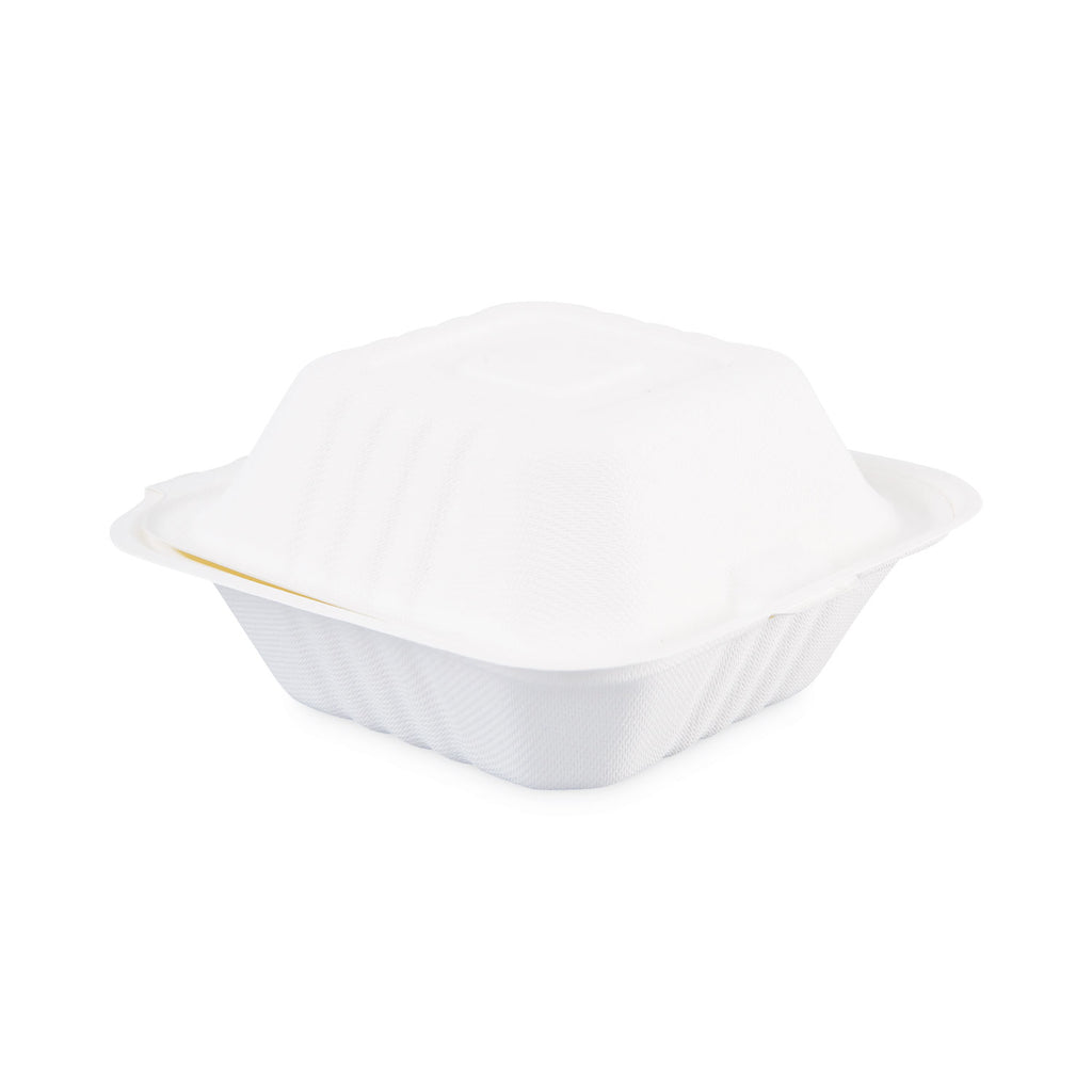 bagasse-food-containers-hinged-lid-1-compartment-6-x-6-x-319-white-sugarcane-125-sleeve-4-sleeves-carton_bwkhingewf1cm6 - 2