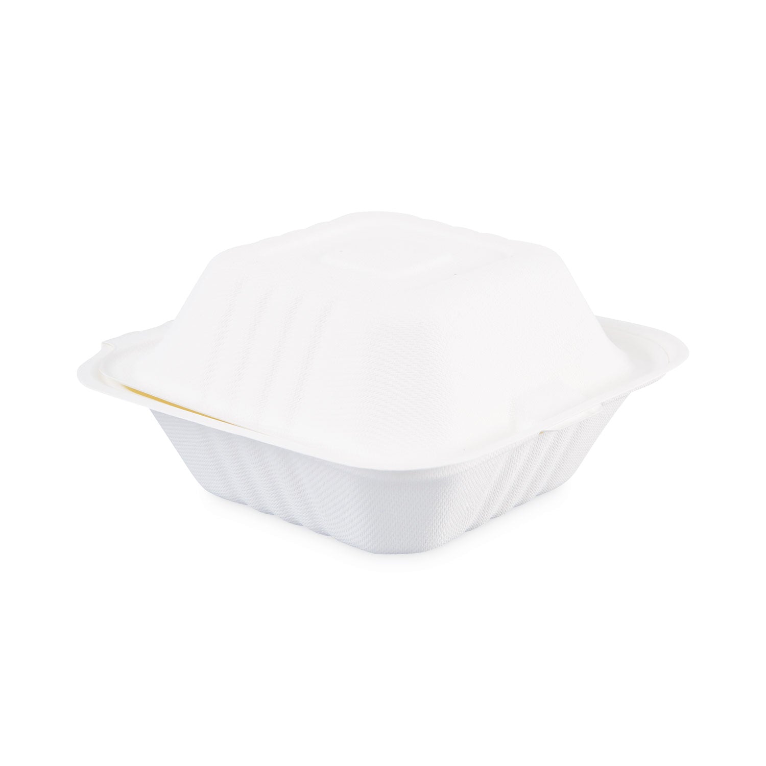 bagasse-food-containers-hinged-lid-1-compartment-6-x-6-x-319-white-sugarcane-125-sleeve-4-sleeves-carton_bwkhingewf1cm6 - 2