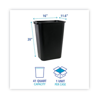 Soft-Sided Wastebasket, 41 qt, Plastic, Black