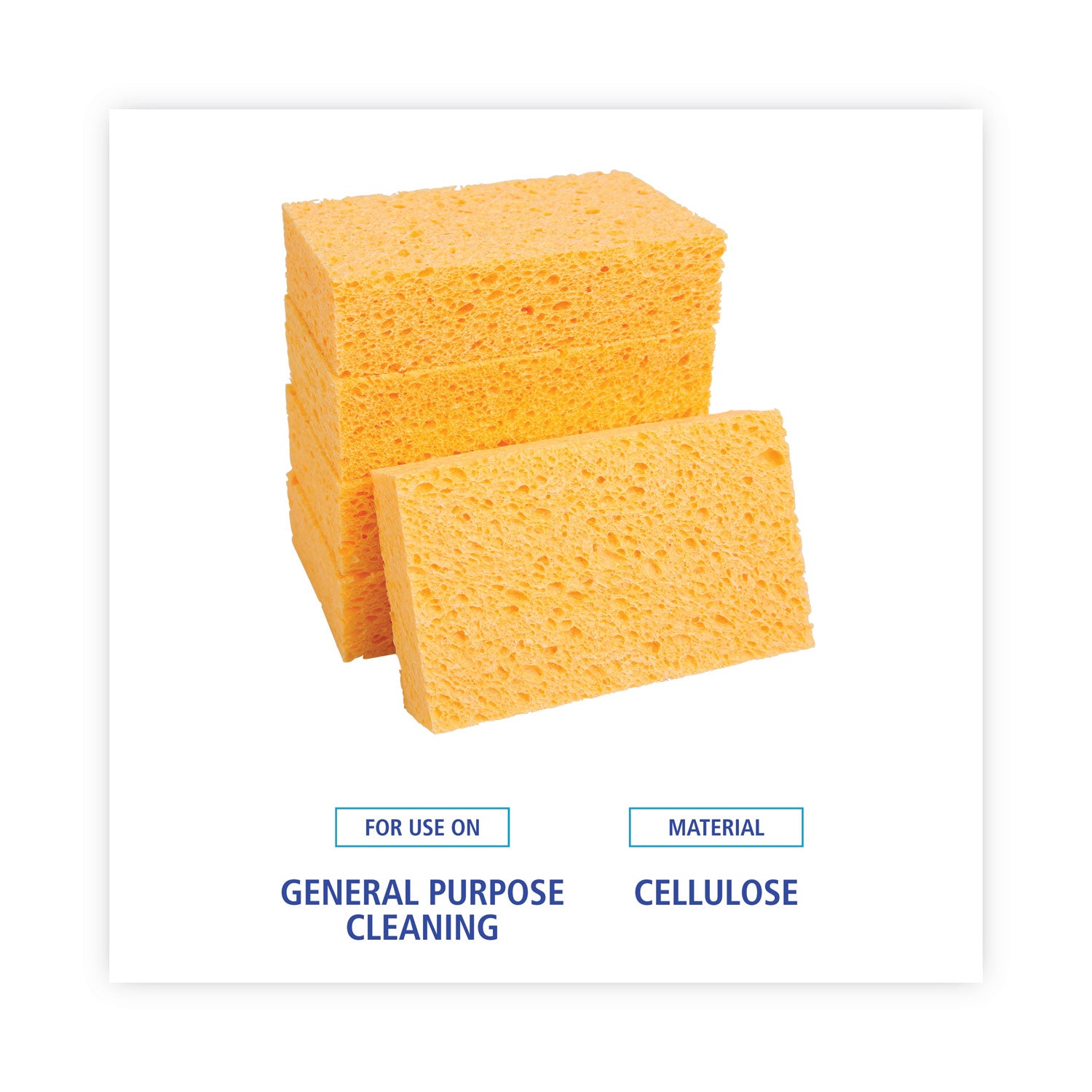 Medium Cellulose Sponge, 3.67 x 6.08, 1.55" Thick, Yellow, 24/Carton - 