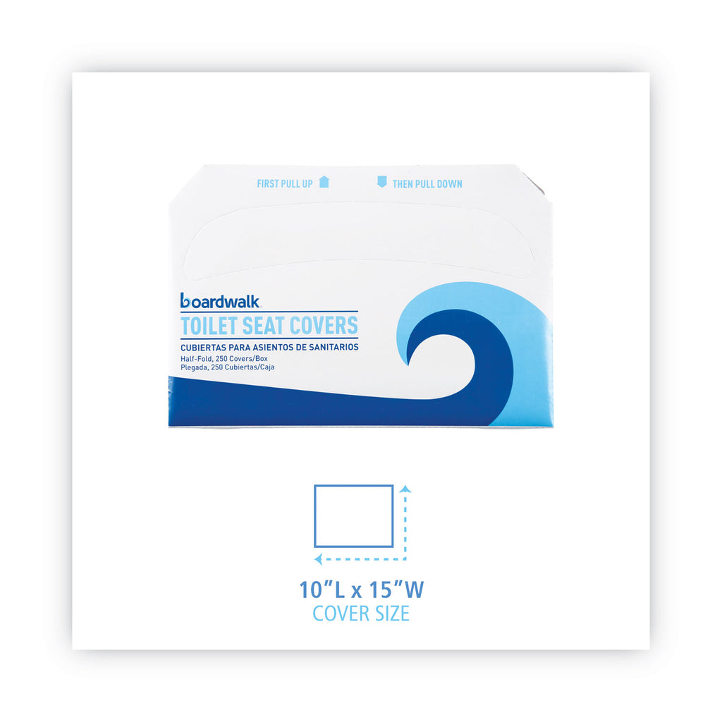 Premium Half-Fold Toilet Seat Covers, 14.17 x 16.73, White, 250 Covers/Sleeve, 10 Sleeves/Carton