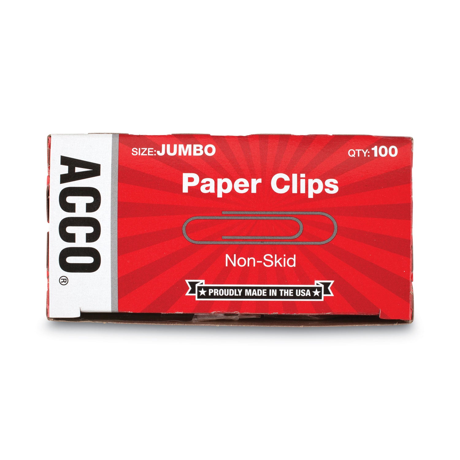 Paper Clips, Jumbo, Nonskid, Silver, 100 Clips/Box, 10 Boxes/Pack - 