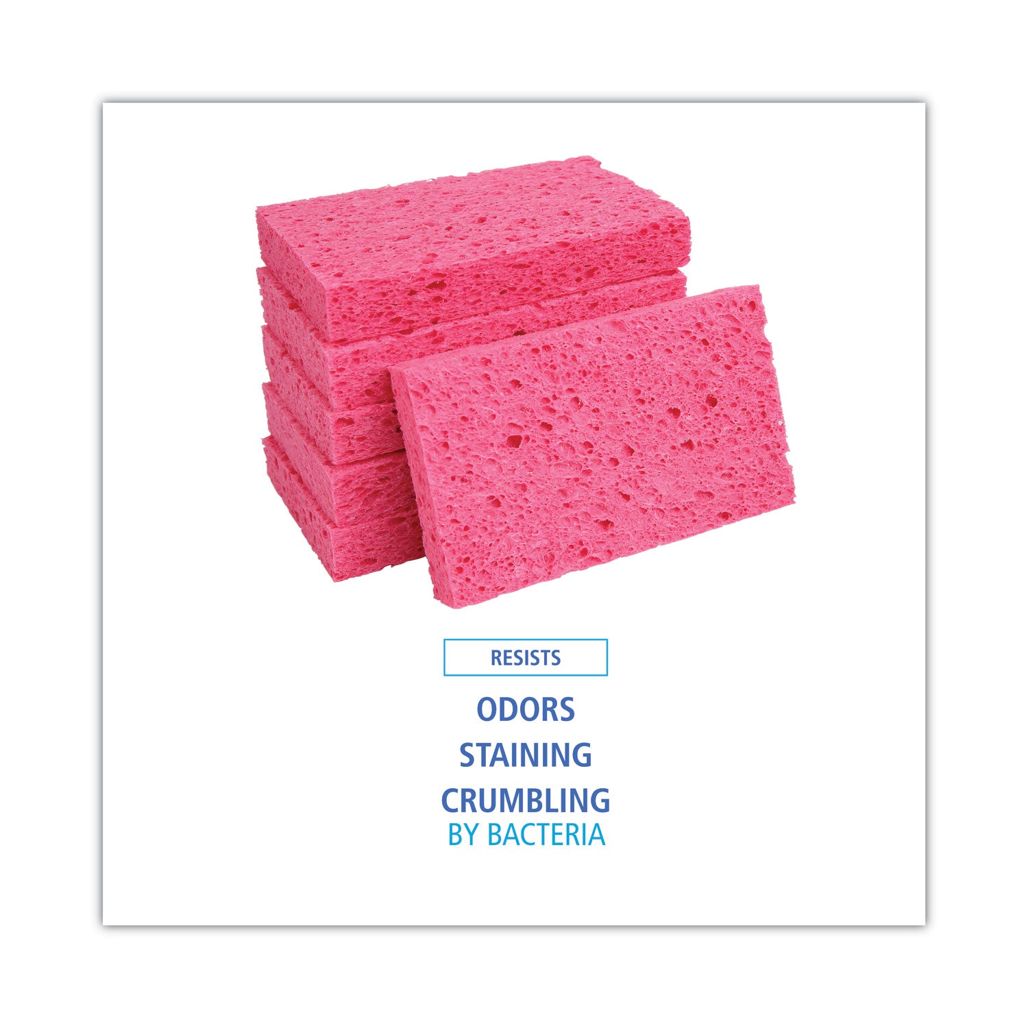 Small Cellulose Sponge, 3.6 x 6.5, 0.9" Thick, Pink, 2/Pack, 24 Packs/Carton - 