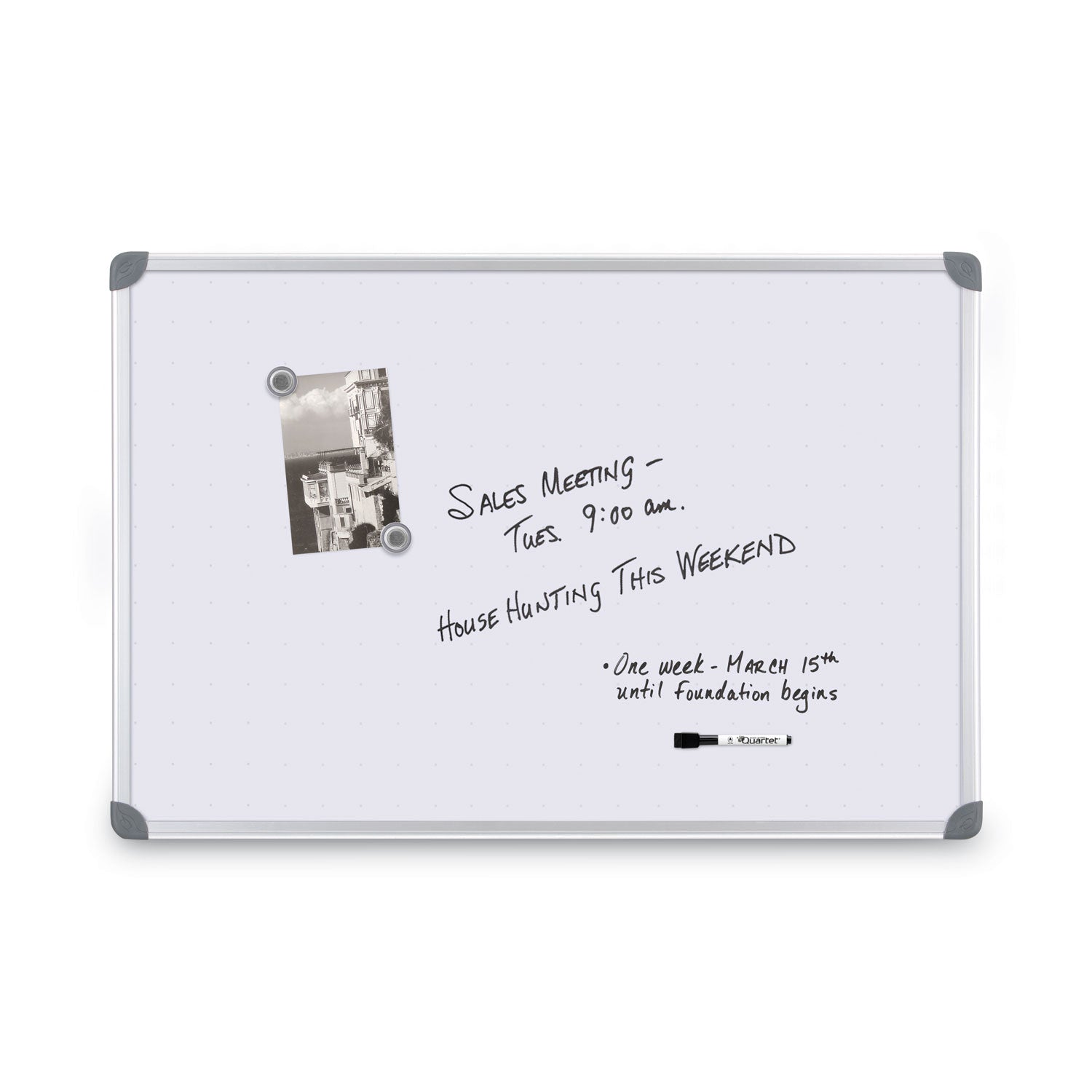 Euro-Style Magnetic Dry-Erase Aluminum Frame Boards, 36 x 24, White Surface, Silver Aluminum Frame - 