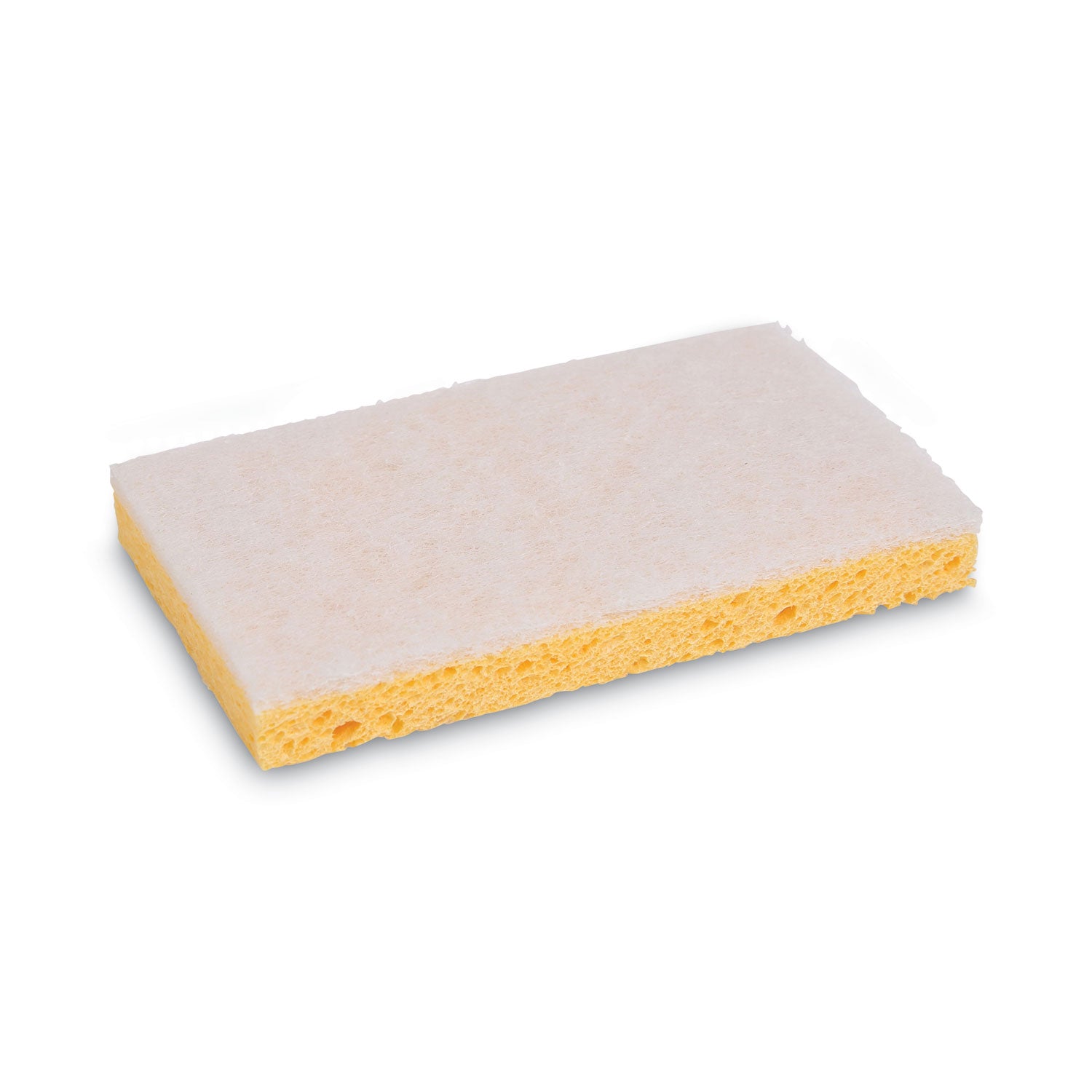 Scrubbing Sponge, Light Duty, 3.6 x 6.1, 0.7" Thick, Yellow/White, Individually Wrapped, 20/Carton - 