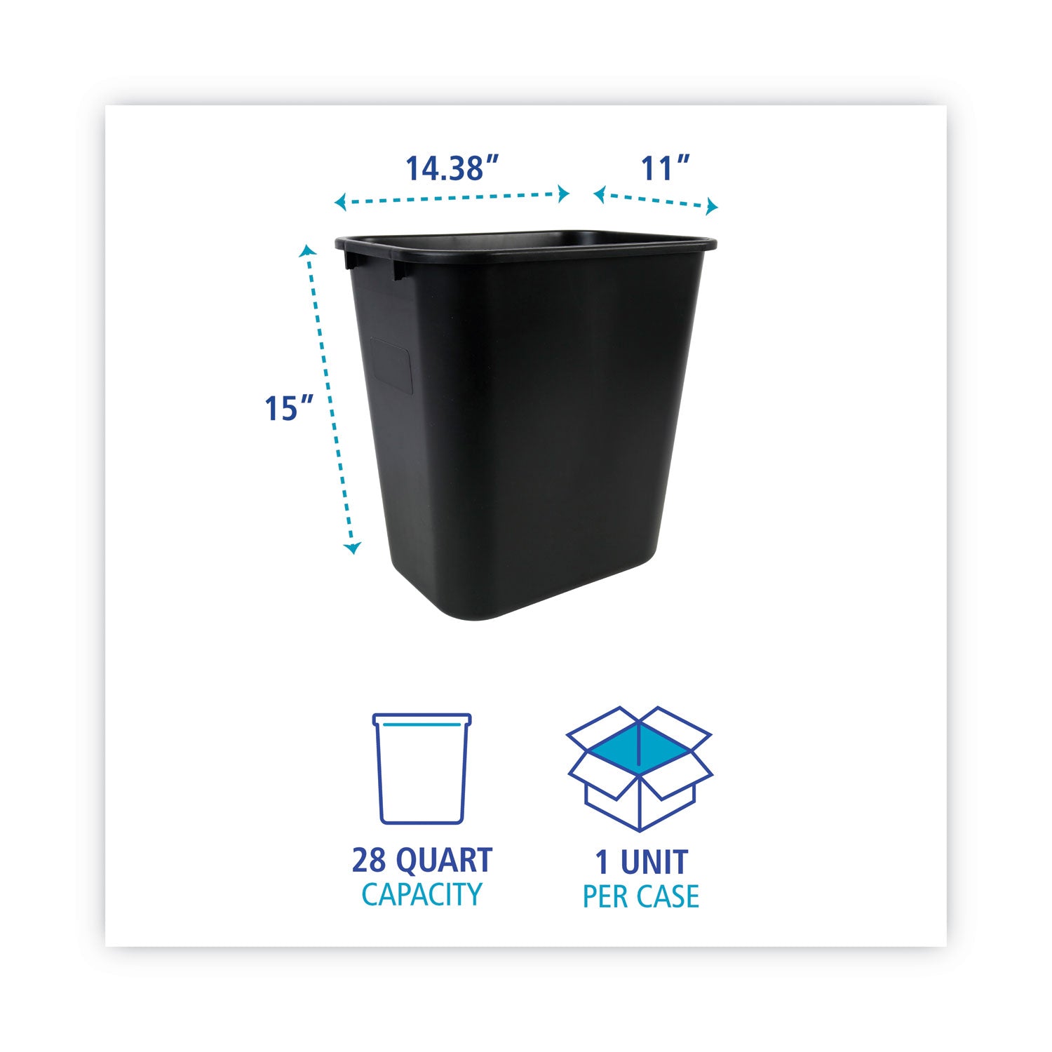 Soft-Sided Wastebasket, 28 qt, Plastic, Black - 3