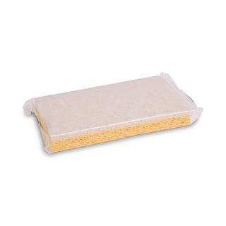 Scrubbing Sponge, Light Duty, 3.6 x 6.1, 0.7" Thick, Yellow/White, Individually Wrapped, 20/Carton