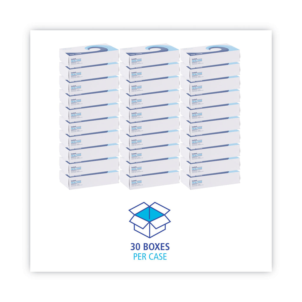 Office Packs Facial Tissue, 2-Ply, White, Flat Box, 100 Sheets/Box, 30 Boxes/Carton