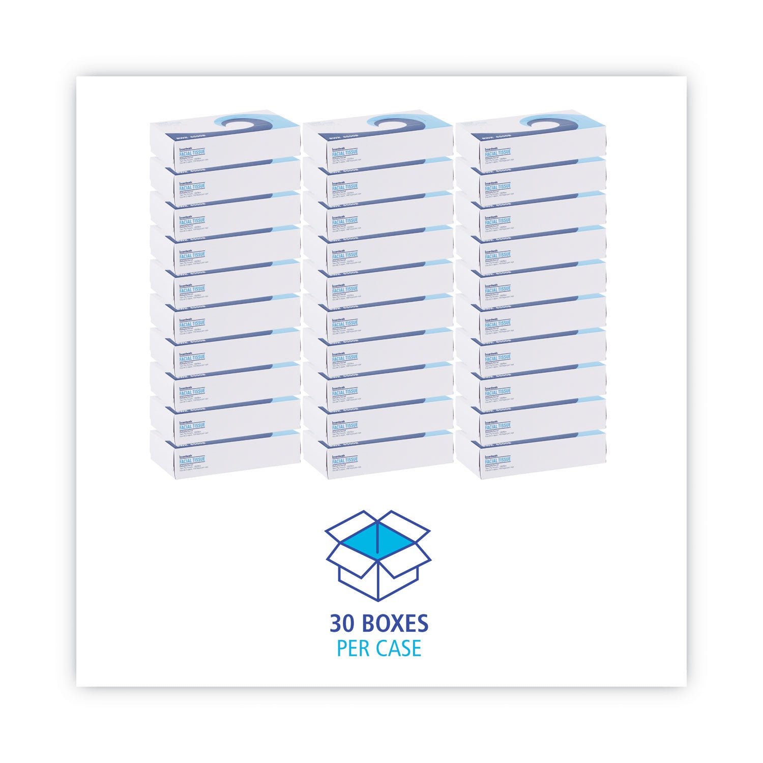 Office Packs Facial Tissue, 2-Ply, White, Flat Box, 100 Sheets/Box, 30 Boxes/Carton