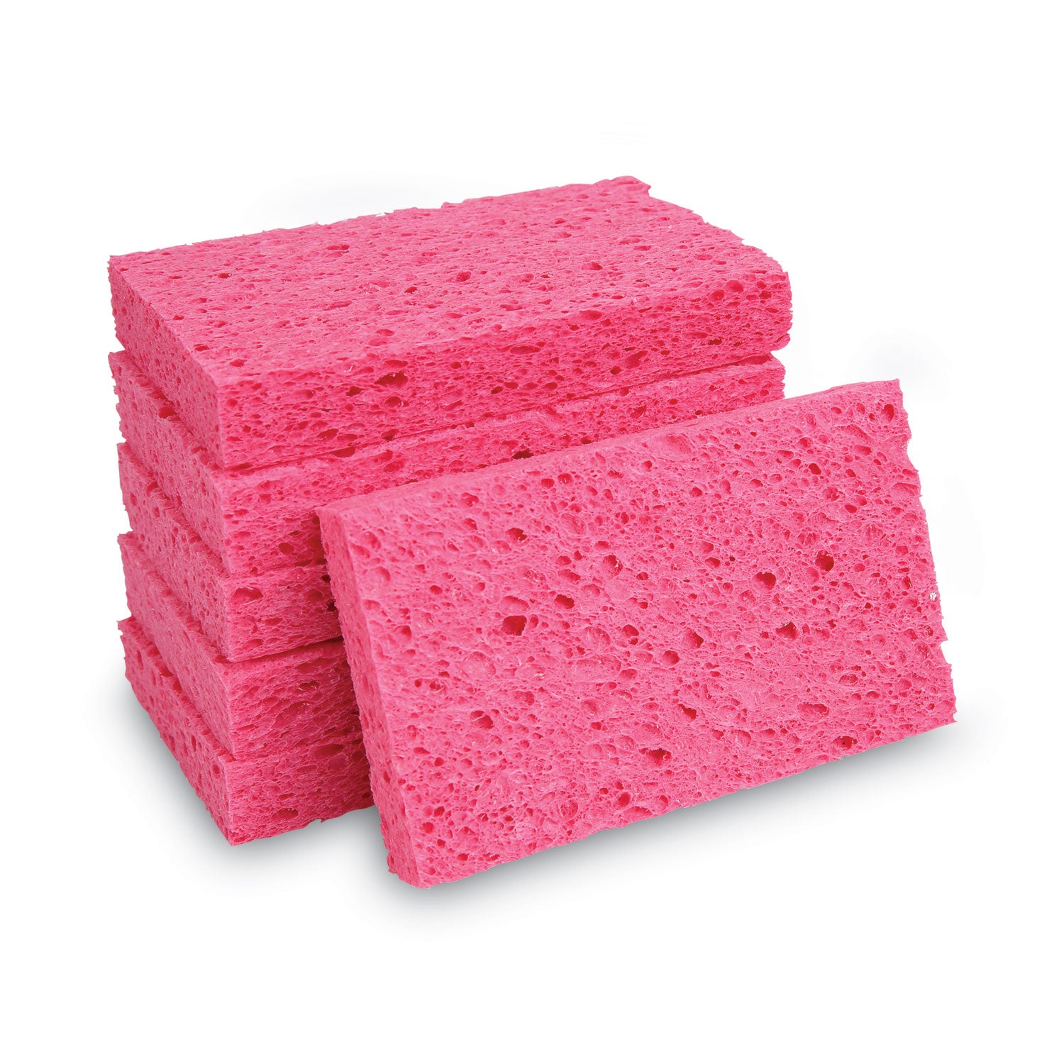 Small Cellulose Sponge, 3.6 x 6.5, 0.9" Thick, Pink, 2/Pack, 24 Packs/Carton - 